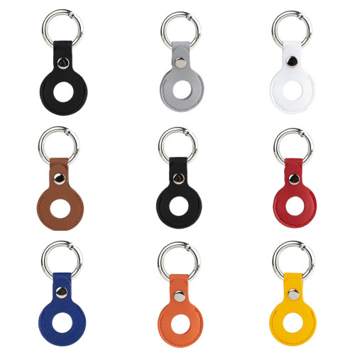 Cowhide Apple Airtags Protective Case Apple Locator Tracker Anti-Lost Keychain Silicone Protective Case 