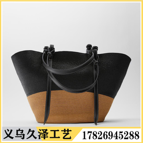 Factory Spot New Home Summer Color Matching Straw Bag Woven Bag Crossbody Bag Women‘s One Shoulder Handbag Temperament