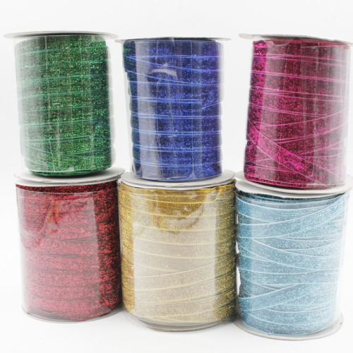 1-5cm Laser Gradient Flocking Ribbon Colored Onion Gradient Polyester Gold and Silver Single-Sided Non-Elastic Golden Edge Onion Velvet Band