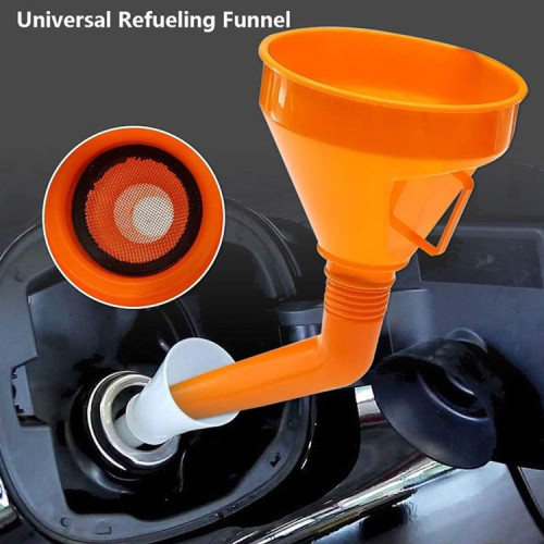 large fuel funnel with strainer plus gasoline oil fuel filter plastic rubber funnel for automobile and motorcycle