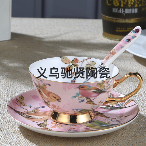 Bone China Ceramic Cup and Saucer Cup Flower Tea Cup Mug Afternoon Tea Cup Gift Daily Necessities 
