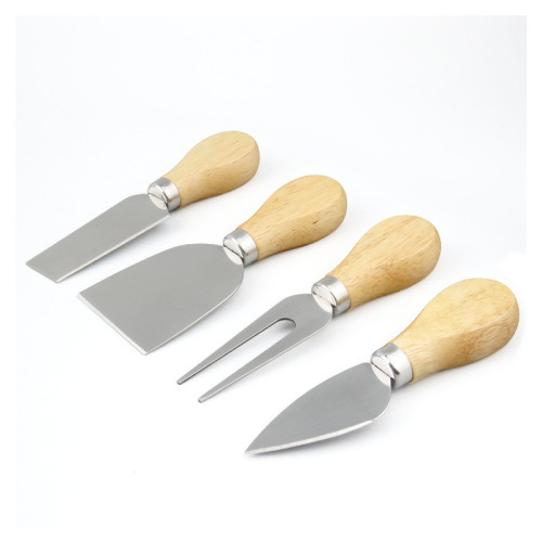 Factory Direct Cheese Knife Set of 4 Baking Tools Wooden Handle Butter Knife Multi-Function Cheese Pizza Shovel Knife