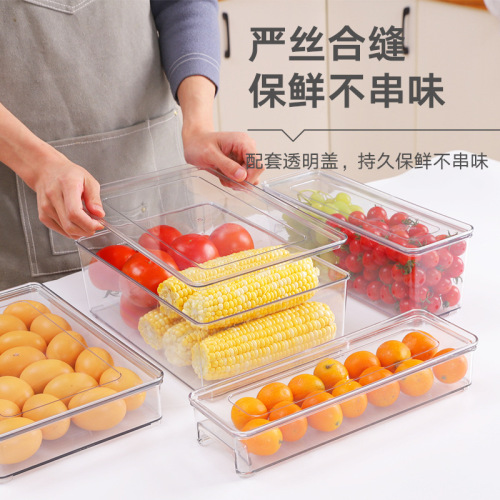 Factory Direct Supply kitchen Refrigerator Storage Box Vegetable and Fruit Food Storage Box with Lid Plastic Transparent Pet Crisper