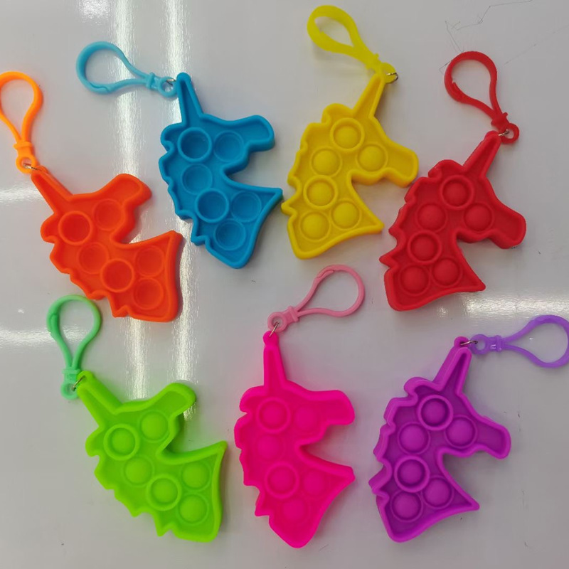 Cross-Border Color Mini Finger Bubble Music Silica Gel Key Chain Pendant Simple Decompression Pressu