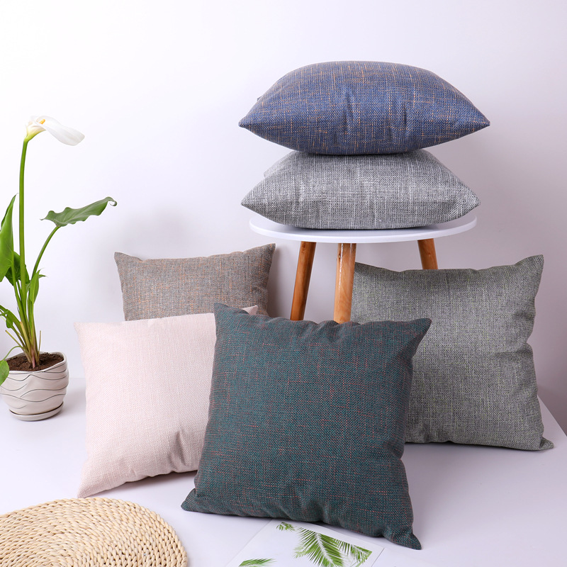 Factory Wholesale Plain Burlap Pillow Solid Color Linen Back...