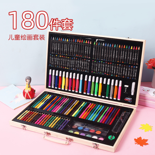 popular 180 wooden box brush children‘s painting set stationery holiday gift set children‘s graffiti watercolor pen