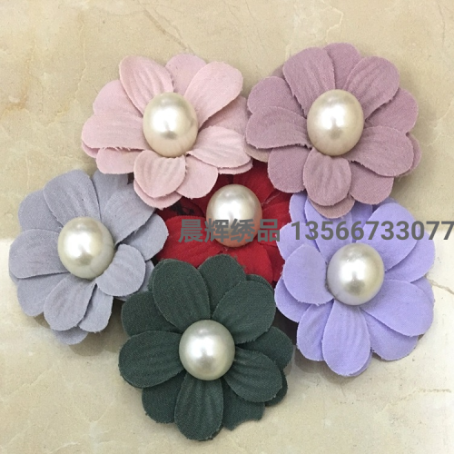 Double-Layer Three-Dimensional Pearl Five-Petal Flower Piece Shoes Flower Bag Hat Decoration Material DIY Children‘s Hair Accessories