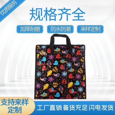 Factory Direct Sales Creative Color Printing Moving Pp Woven Bag Large Capacity Woven Fabric Zipper Bag Luggage Bag