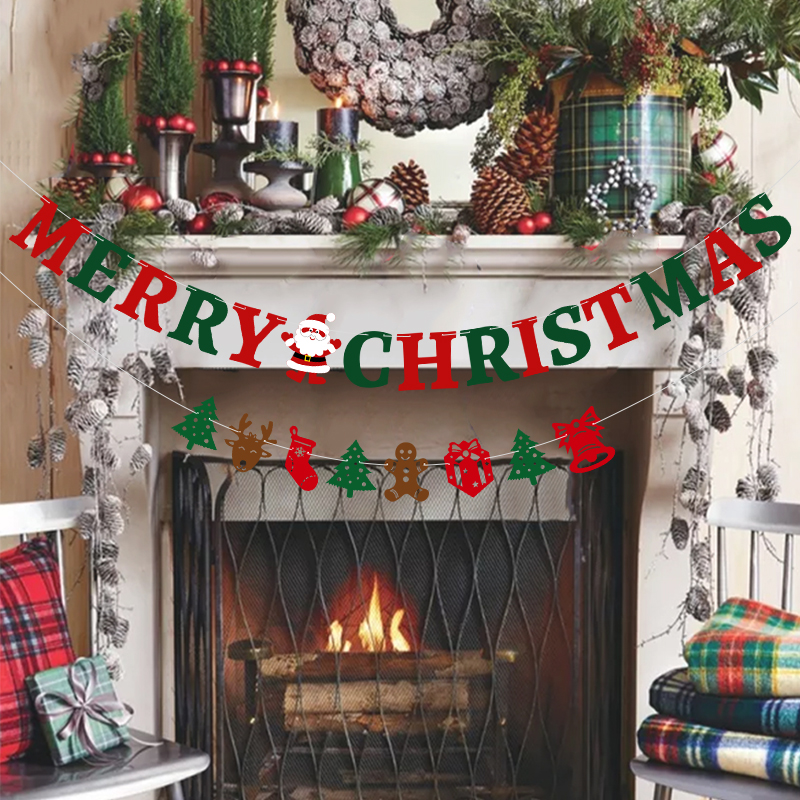 Santa Merry Christmas Tree Deer Socks Snowman Gift Bell Felt Latte Art