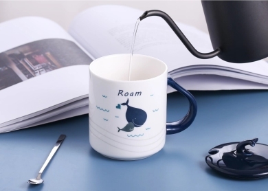 happy whale ceramic cup online popular ceramic cup gift cup teacup water cup cover cup