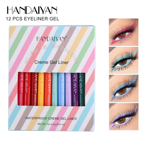 Handaiyan 12 Matte Color Eyeliner Quick-Drying Not Easy to Smudge Eyeliner Foreign Trade Exclusive