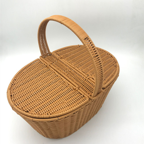 rattan outdoor picnic storage basket picnic basket fruit basket storage basket with lid meal orchid with tableware