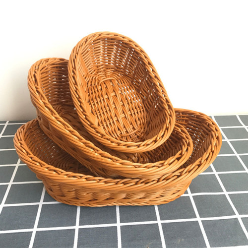 amazon cross-border imitation rattan ingot-shaped woven basket factory customized imitation rattan bread basket imitation rattan woven frame