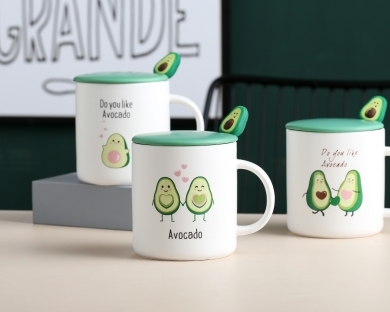 cartoon avocado ceramic cup office home online red live hot ceramic cup gift cup tea cup water cup cover cup