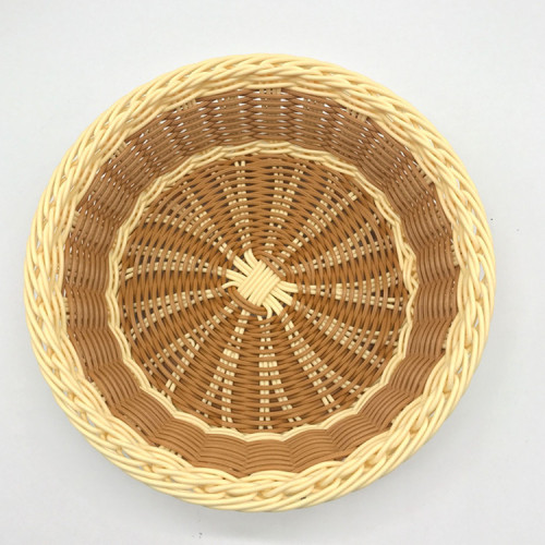 round Rattan-like Basket Woven Storage Bread Basket Fruit Basket Supermarket Hotel Display Basket Plastic Woven Basket