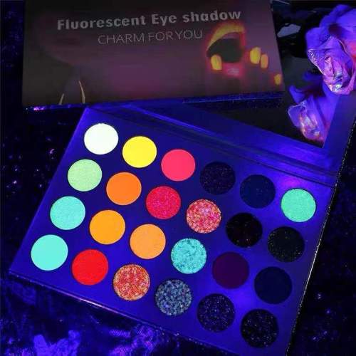 new 24-color fluorescent eye shadow stage makeup colorful multi-color makeup plate pearlescent matte glitter luminous eye shadow plate
