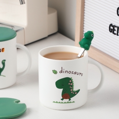 small dinosaur creative personality ceramic cup online popular ceramic cup gift cup tea cup water cup cover cup