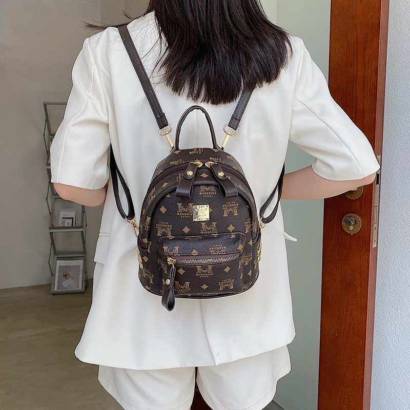 Backpack Women's Small Bag 2021 New Korean Style Fashion School Bag Ins All-Match Printed Rivet