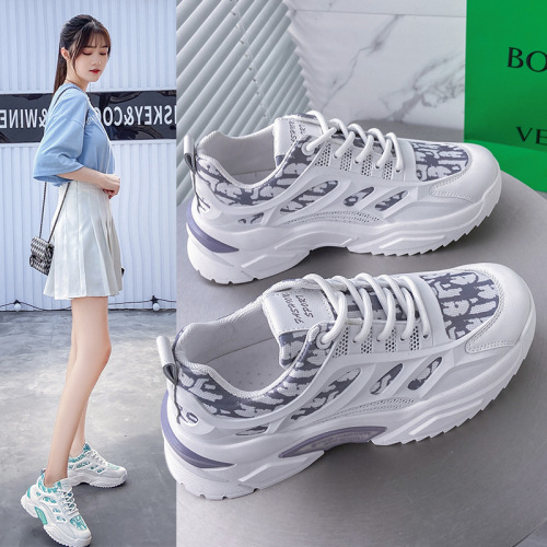 INS Trendy Korean Style Clunky Sneakers for Women Mesh Summer New Breathable Student Running Sneakers for Women N2188