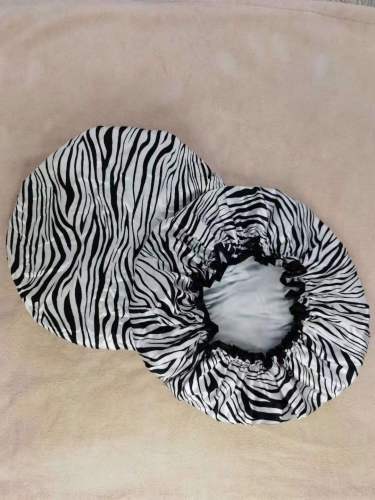Factory Direct Black and White Striped Double-Layer Shower Cap