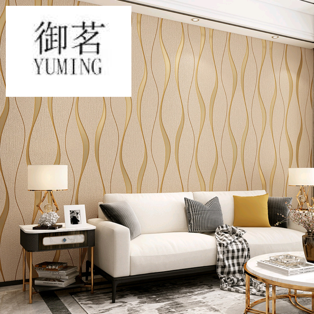 Thick nonwoven deerskin velvet wallpaper living room bedroom background bump stripe film background wall suede wallpape