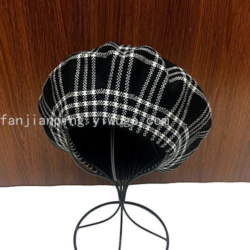 hot sale cashmere knitted jacquard knitted beret straight fine grain double-sided winter hat