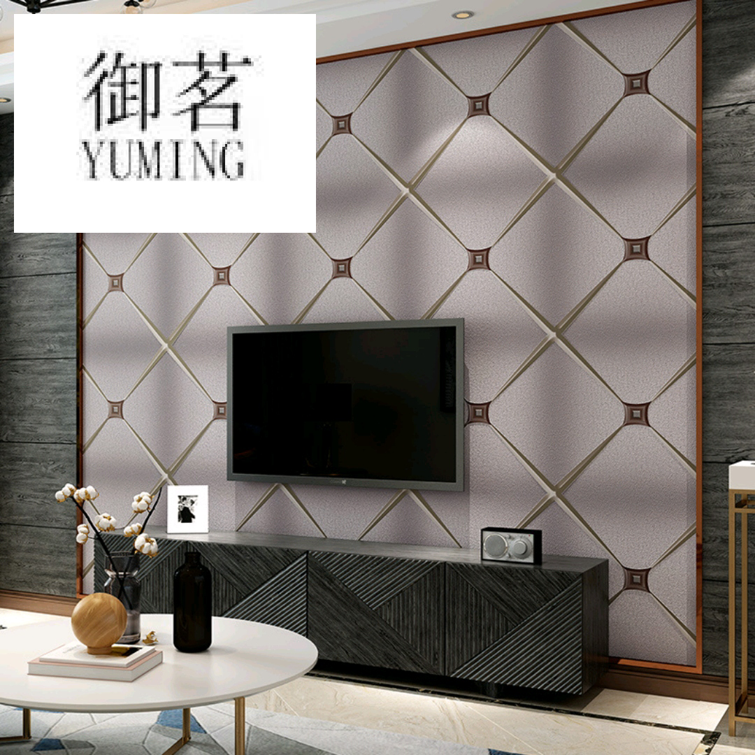 Inlaid with small diamond 5D threedimensional deerskin velvet wallpaper European style simple TV background wallpaper l