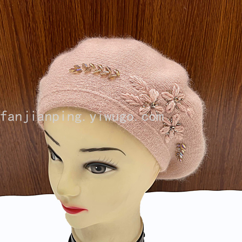 new cashmere beret korean all-match women‘s hat handmade fashion hat artistic hat