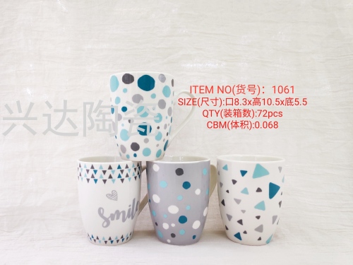 factory direct ceramic creative personality trend new fashion water cup ceramic drum cup triangle circle cup 1061
