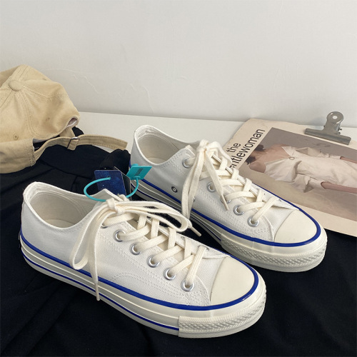 eventstar twilight star 2021 summer new white shoes women‘s blue edge retro 1970s canvas skate shoes