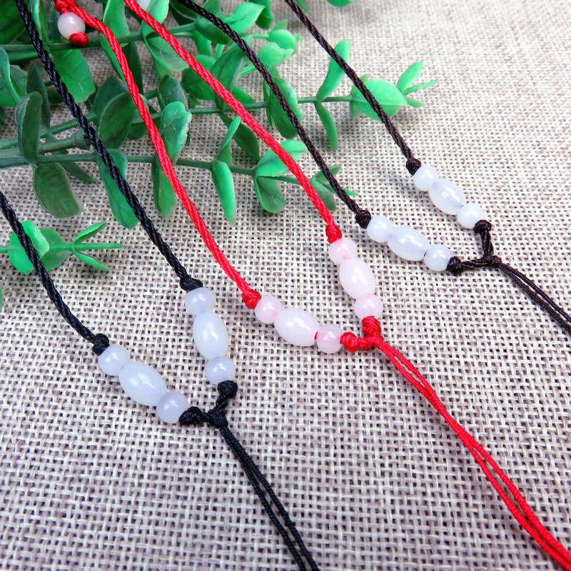 Imitation Jade Transfer Beads Necklace Cord Adjustable Neckl...