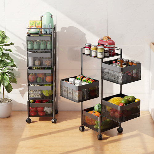 kitchen shelf rotating sundries floor multi-layer shelf seasoning bottle vegetable basket storage rack vegetable and fruit rack