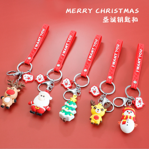 Santa Claus Snowman elk Key Pendant Christmas Cartoon Doll Keychain Christmas Gift Small Gift 