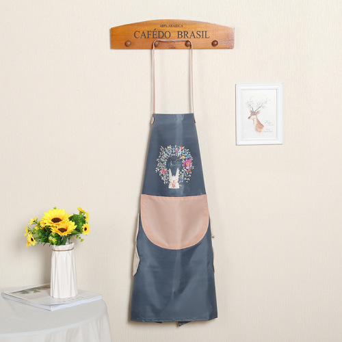 Bunny Pattern Stain-Proof Cafe Work Apron Fresh Sleeveless Apron Kitchen Supplies Factory Wholesale