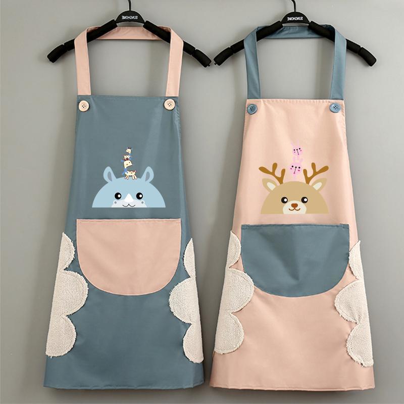 Household Apron Women's Fashion Kitchen Waterproof Oil Splatter Screen Red Work Clothes Korean 