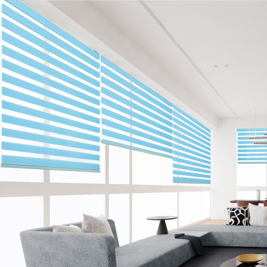 单色柔纱帘办公室大厦玻璃房抽绳升降帘窗纱帘成品现货工厂定制