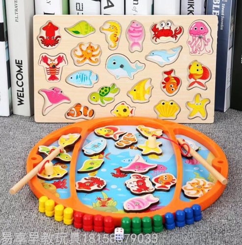 three-in-one fishing （round） children‘s early childhood educational toys puzzle