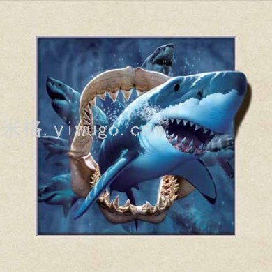 5d画 热销 40*40cm 立体画片 儿童 鲨鱼 海底世界_米格工艺_义乌购