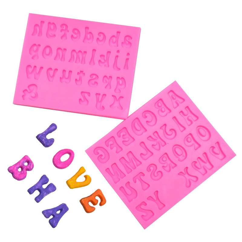 DIY烘焙工具 大小写字母数字模超轻黏土模巧克力蛋糕翻糖硅胶模具