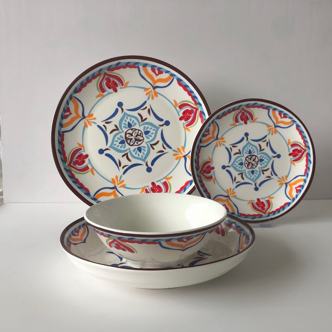 民族风16头餐具18头餐具_方圆陶瓷_义乌购