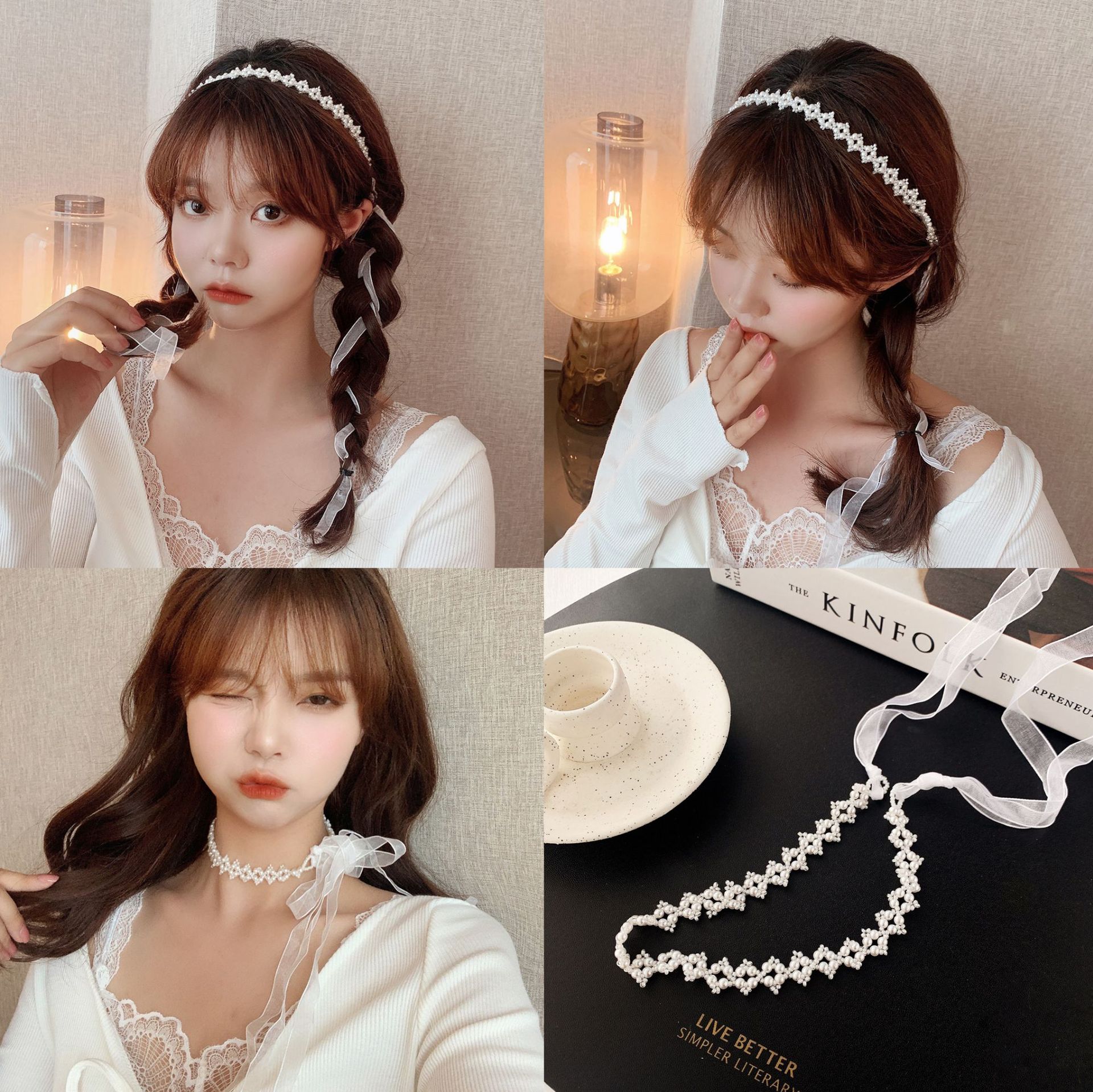 Internet-Famous and Vintage Streamer Headband French Style F...