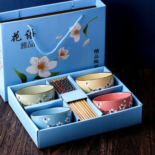 Dragon Boat Festival Bowl and Chopsticks Set Bowl Gift Box Bowl Set Opening Activity Hand Gift Practical Bowl and Dish small Gifts Are Given