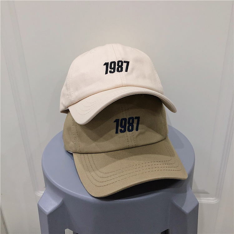 Hat Letter Logo Embroidery 1987 Hat Couple Casual Baseball Cap Fashion Sun-Proof Peaked Cap