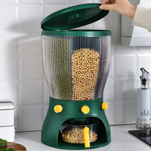 rotating classification rice bucket cereals storage box beans storage tank household kitchen press sealed partitioned rice bucket
