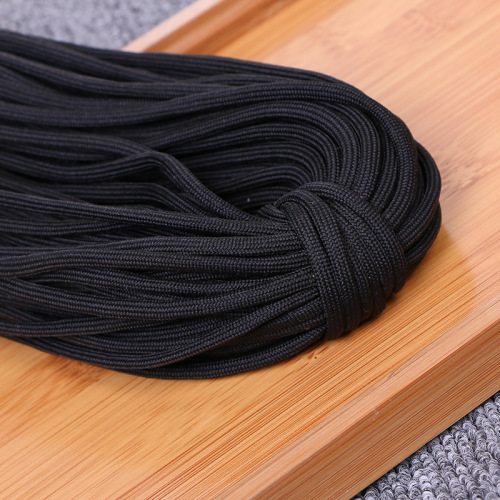 zhejiang low elastic silk black rope 9mm thick solid clothing accessories binding rope spot small wholesale