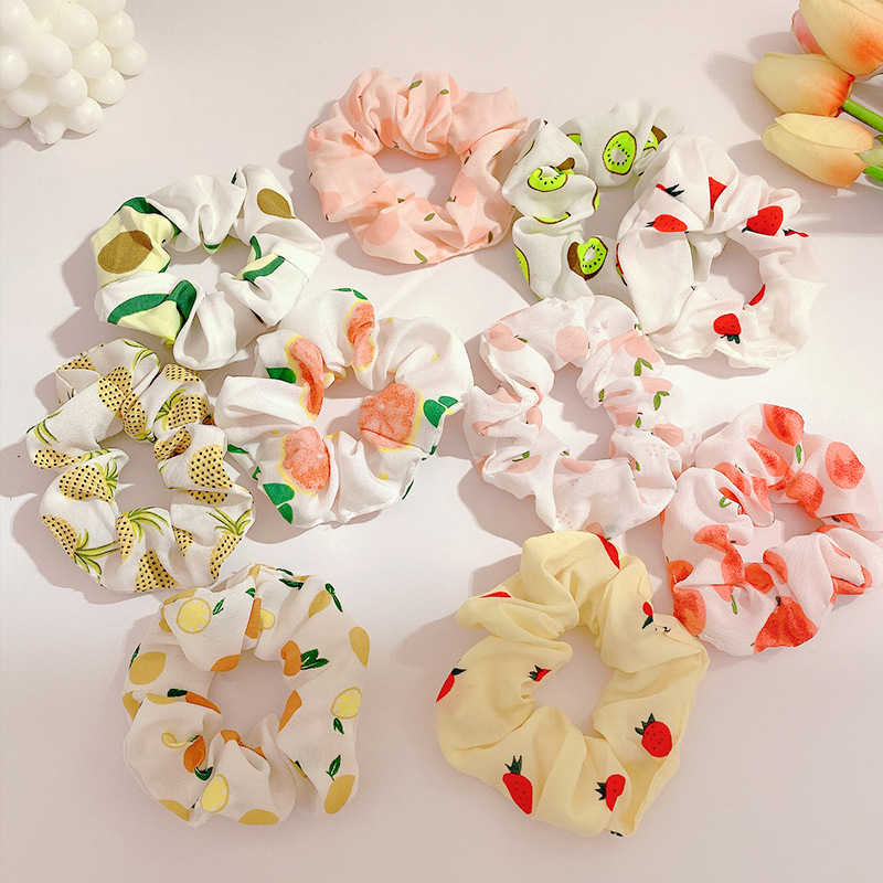 INS Internet Celebrity Fruit Large Intestine Hair Band All-Match Fabric Mori Girl Tie Hair Bun Intes