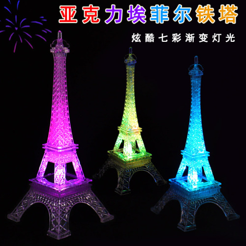 luminous eiffel tower colorful acrylic tower building model creative decoration colorful led night light