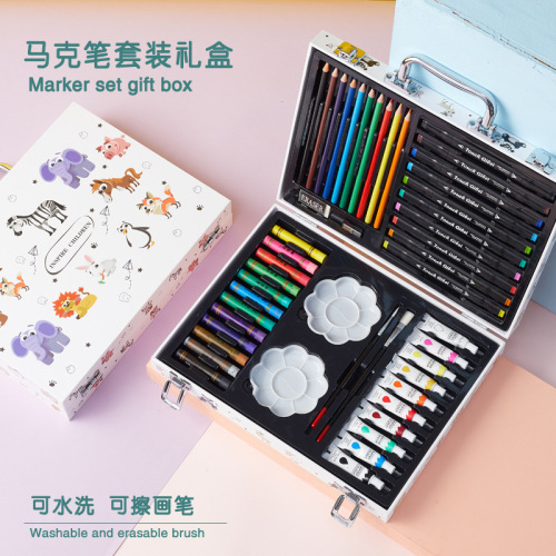Source Factory Popular Marker Package Gift Box Children‘s Brush Watercolor Pen Painting Tools Training Art Supplies