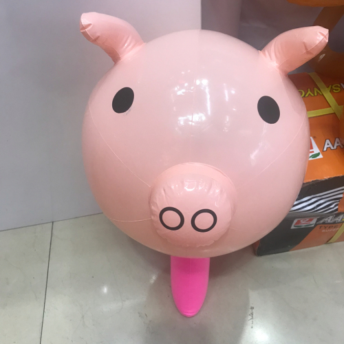 Wholesale Children‘s Inflatable Toys Leather Goods Inflatable Toys Stall Cartoon Toys PVC Leather Inflatable Pig Head Stick