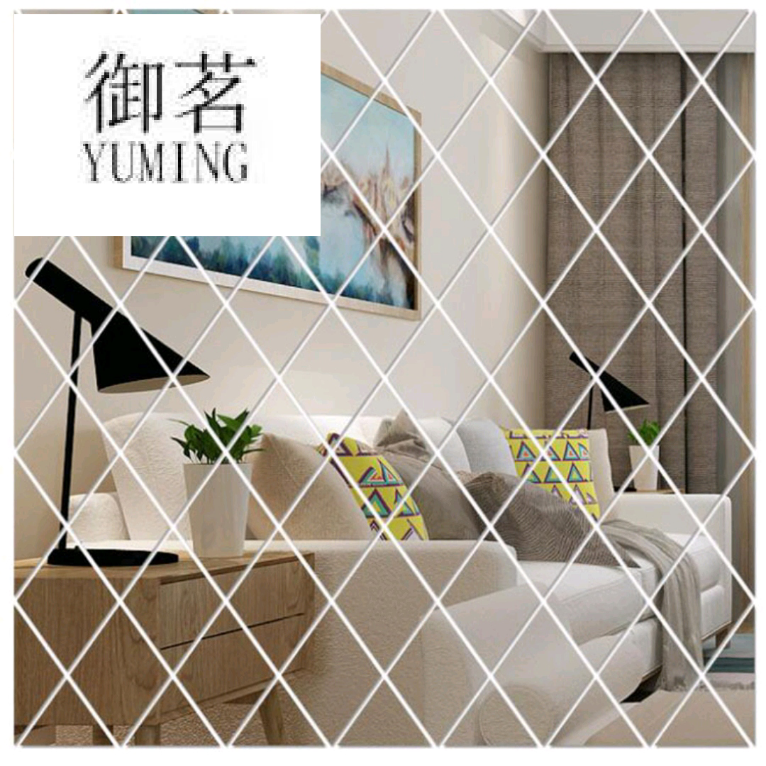 Mirror rhombus combination adornments stick sitting room bedroom TV sofa background wall stick